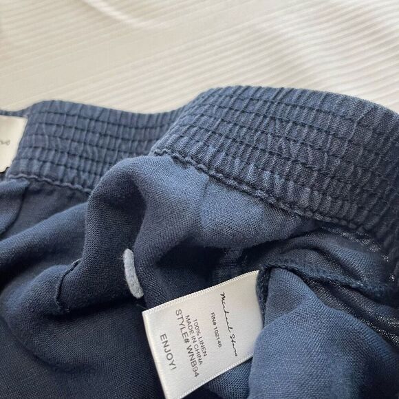 Michael Stars Blue Linen Cropped Crop Pants Size Medium - Picture 3 of 9